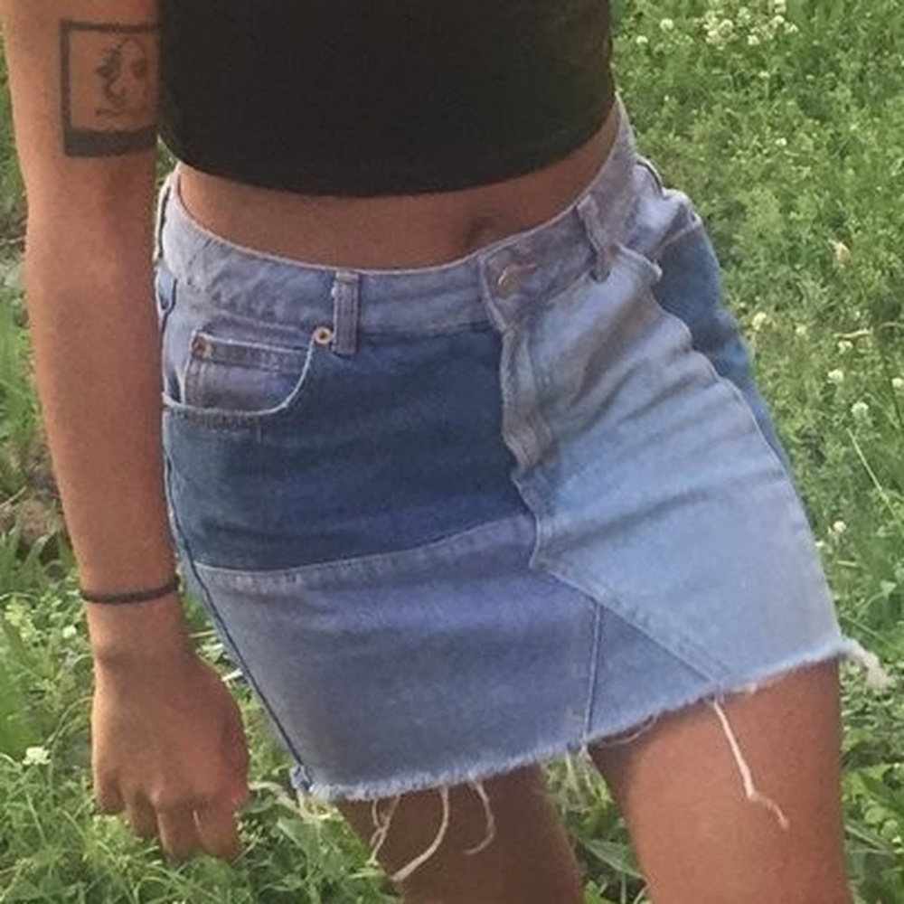 Multi Patch Denim skirt from Topshop